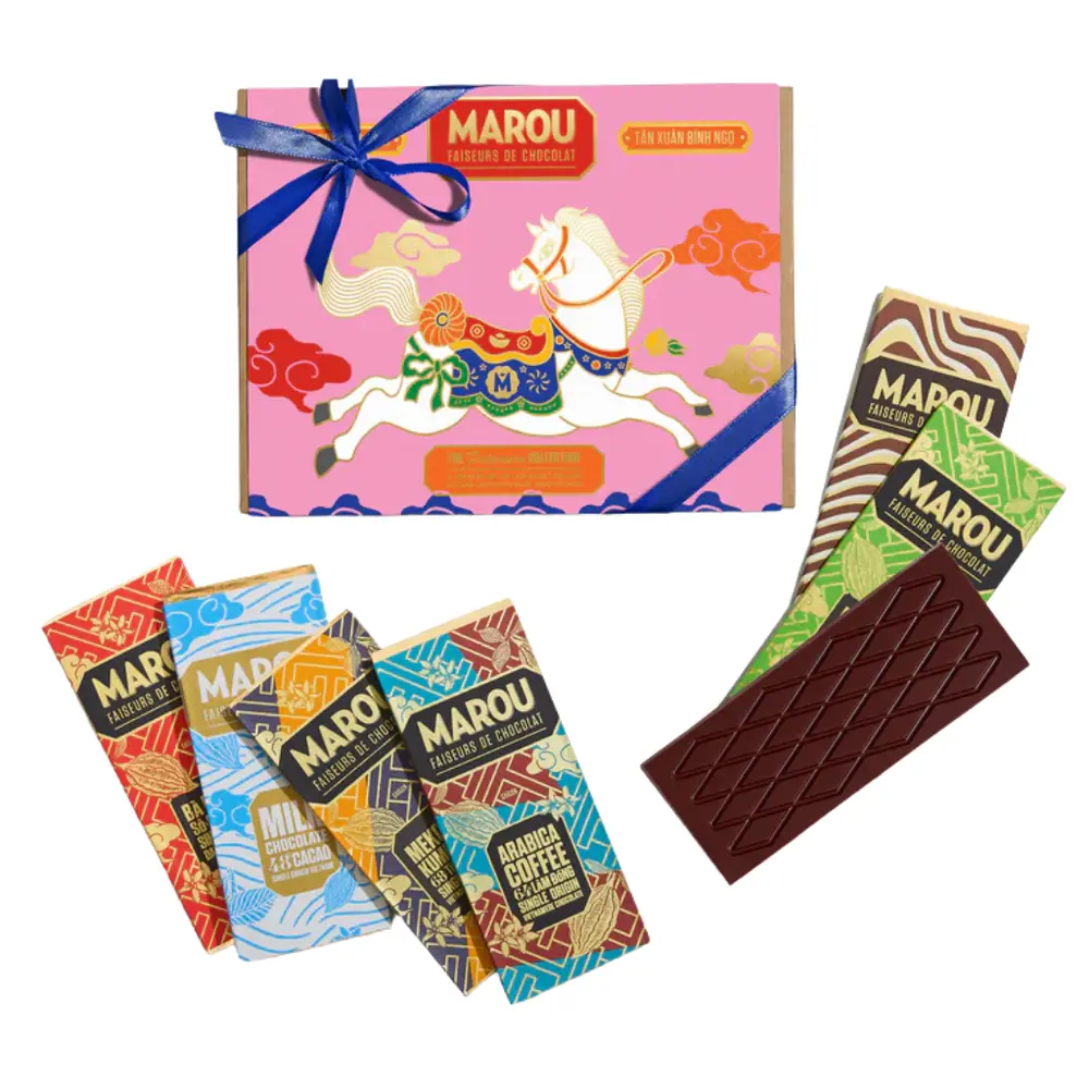 Bộ Sưu Tập Socola Thủ Công Hảo Hạng, The Faiseurs Collection, Best-Selling Chocolate Bar Gift Box, 6 Thanh (144g) - MAROU